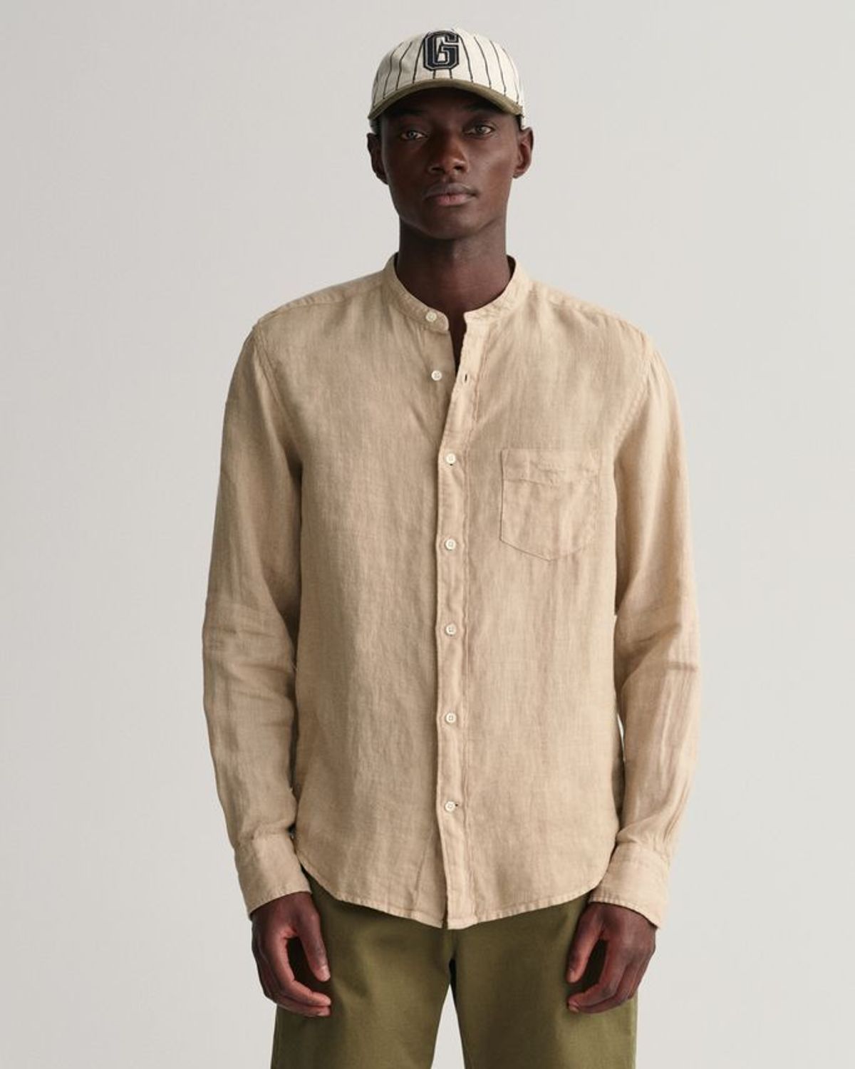 REG UT GMNT DYED LINEN BAND SHIRT