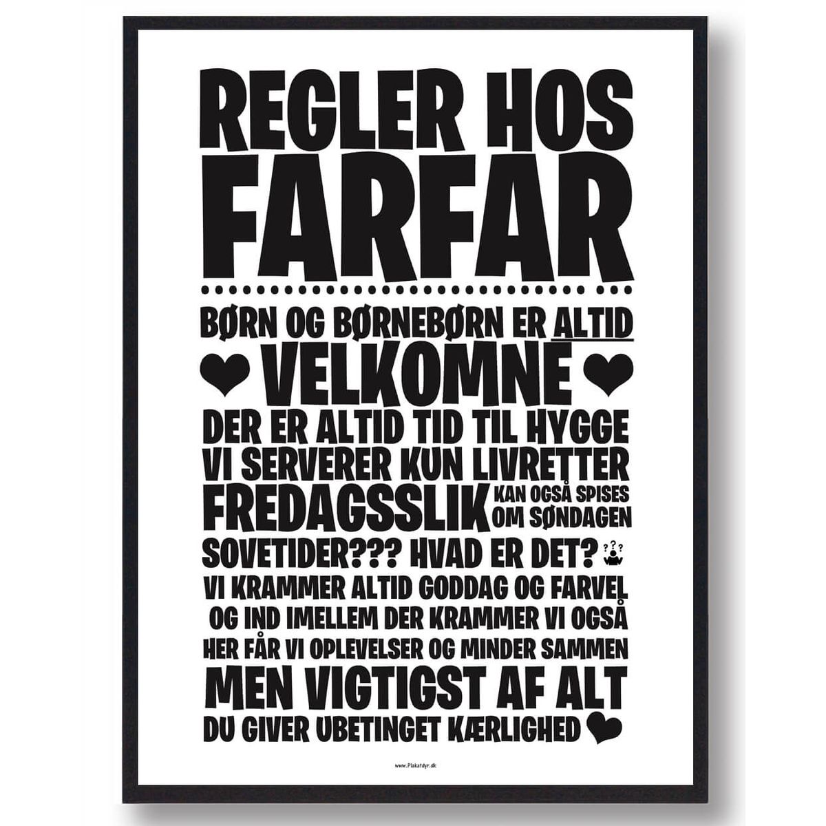 Regler hos Farfar - plakat (Størrelse: M - 30x40cm)