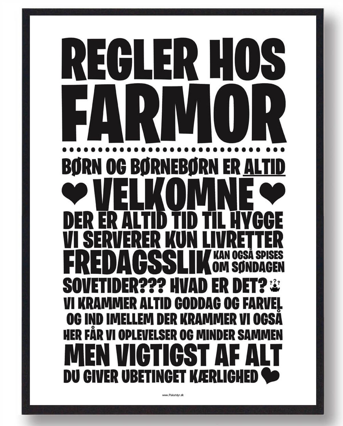 Regler hos Farmor - plakat (Størrelse: L - 50x70cm (B2))