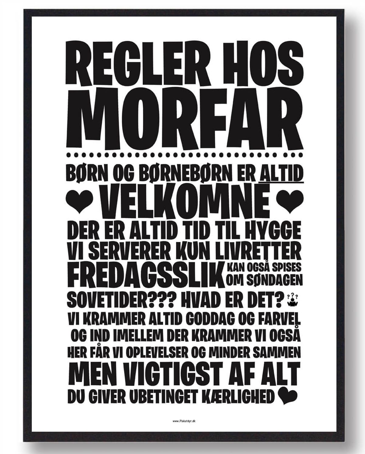 Regler hos morfar - plakat (Størrelse: L - 50x70cm (B2))