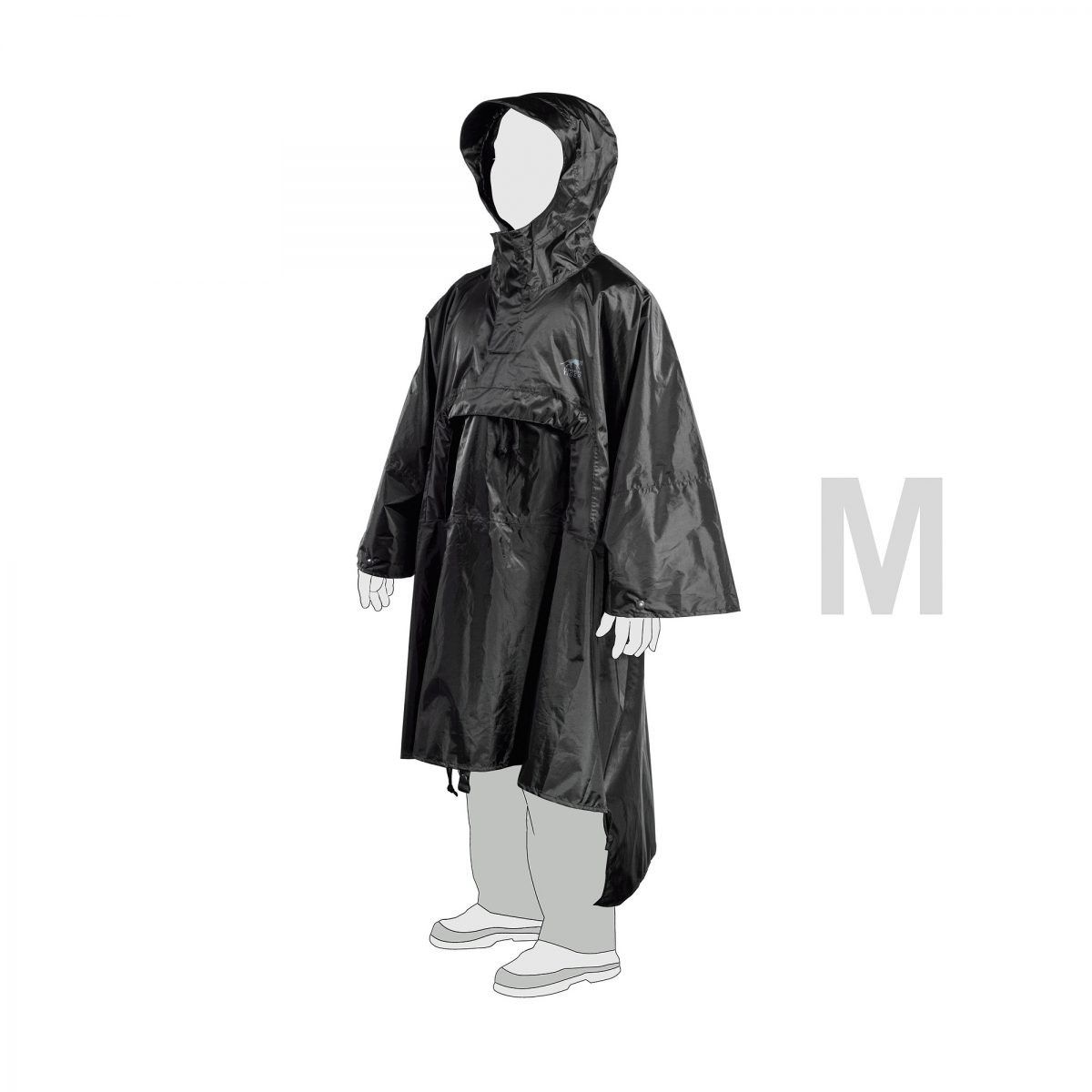 Regn poncho med hætte - Tasmanian Tiger - M - Sort