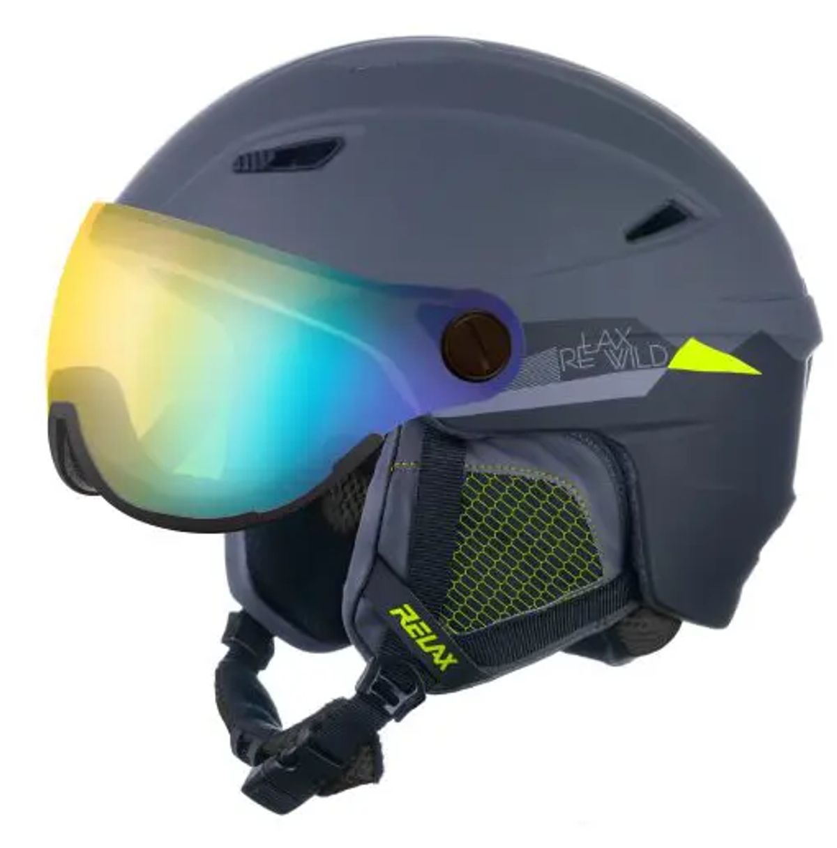 Relax Stealth Skihjelm (Farve: Gray, Black, Neon Yellow, Størrelse: 59)