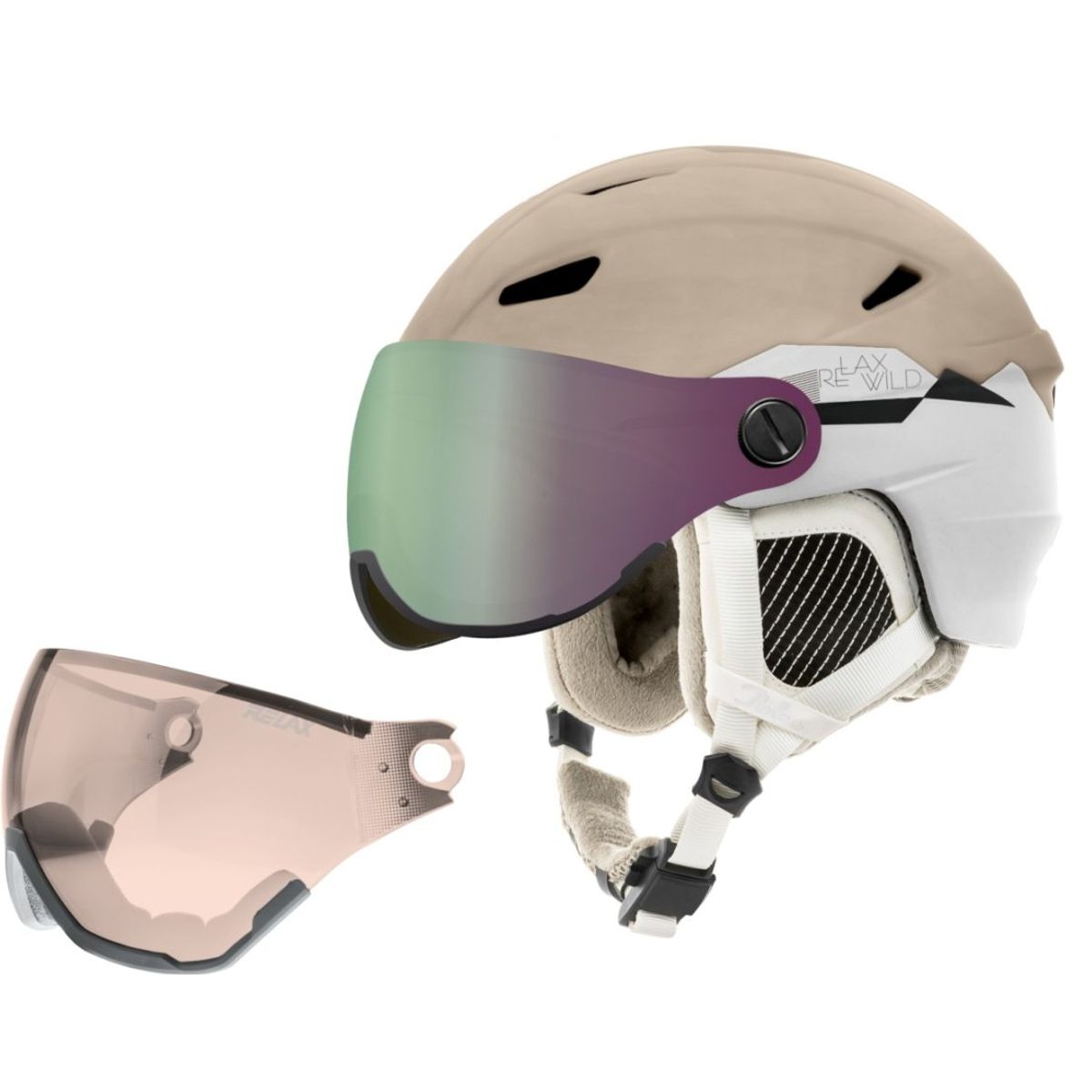 Relax Stealth Skihjelm Visor (Farve: Beige, Black, Størrelse: S)