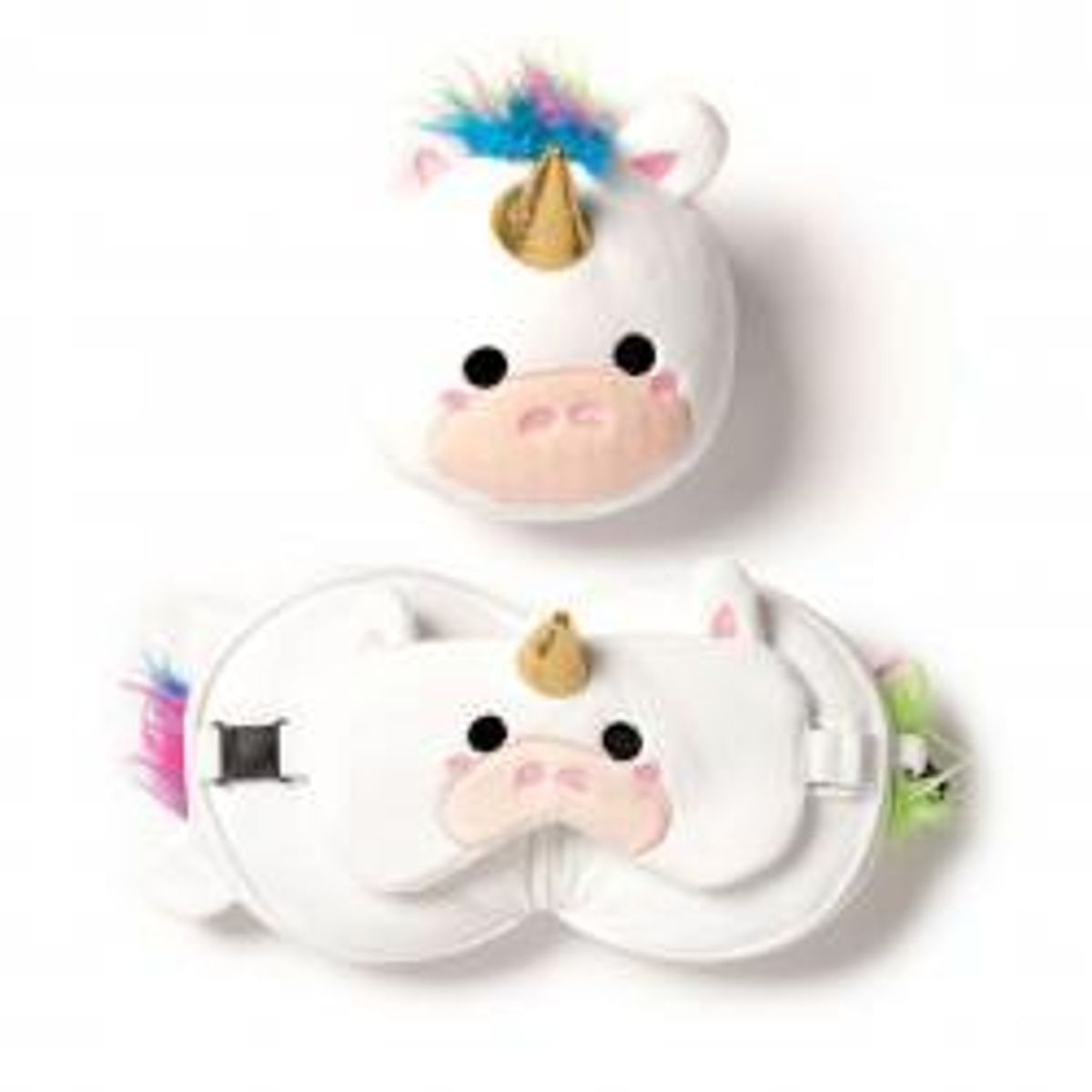 Relaxeazzz Unicorn Plush Travel Pillow & Eye Mask - Nakkepude