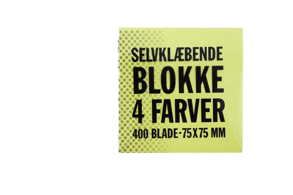 Relief selvklæbende notes 4 farver 75x75 mm