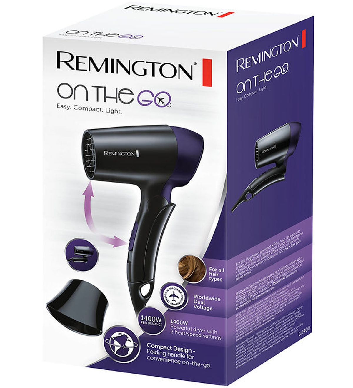 Remington Hårtørrer - On The Go - D2400