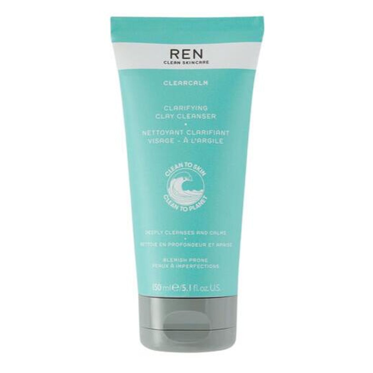 REN Clean Skincare ClearCalm Clarifying Clay Cleanser, 150ml.