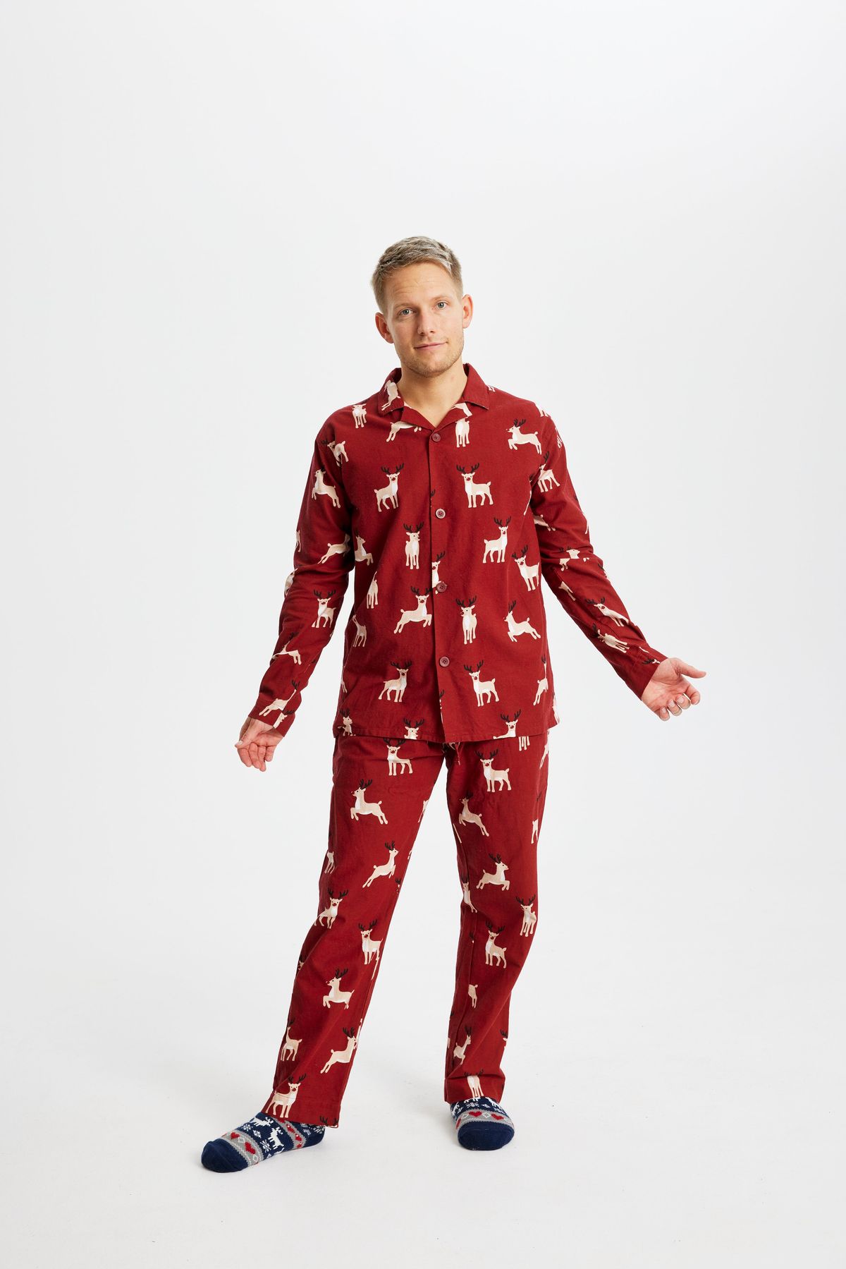 Rensdyr Julepyjamas Flannel - herre / mænd.