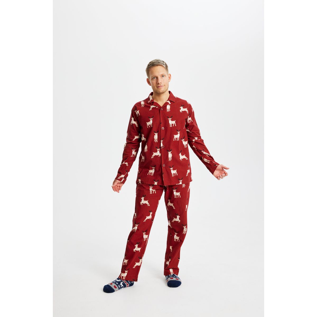 Rensdyr Julepyjamas Flannel - herre / mænd.