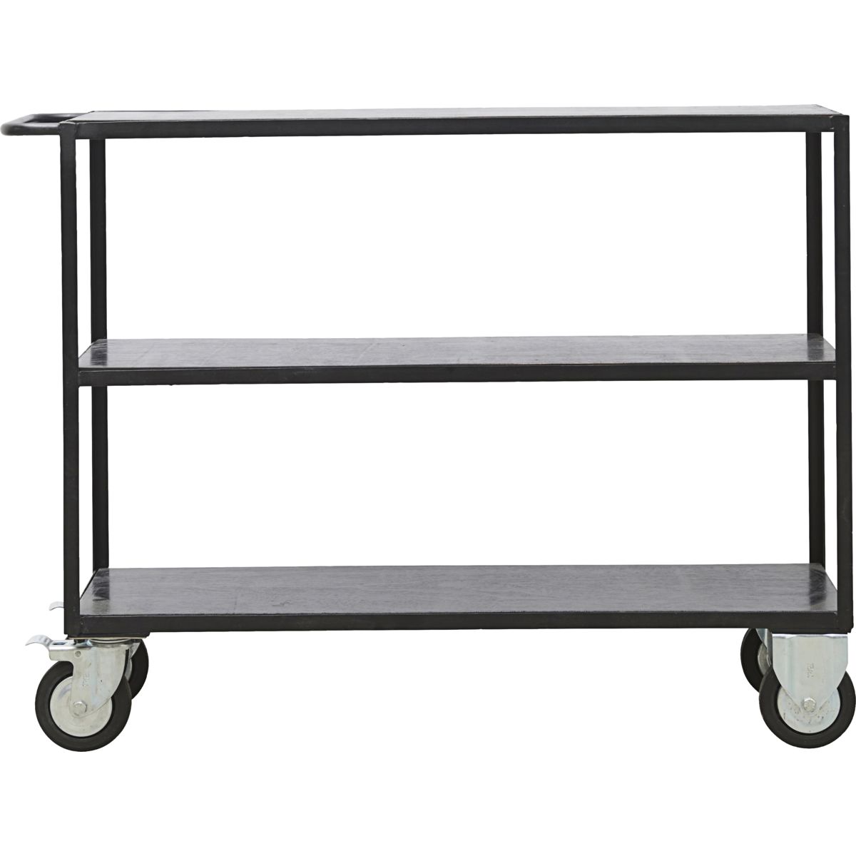 Reol m. 4 hjul, Sort - Black / Shelf: Mango Wood , Frame: Iron / l: 130 cm, w: 40 cm, h: 98 cm