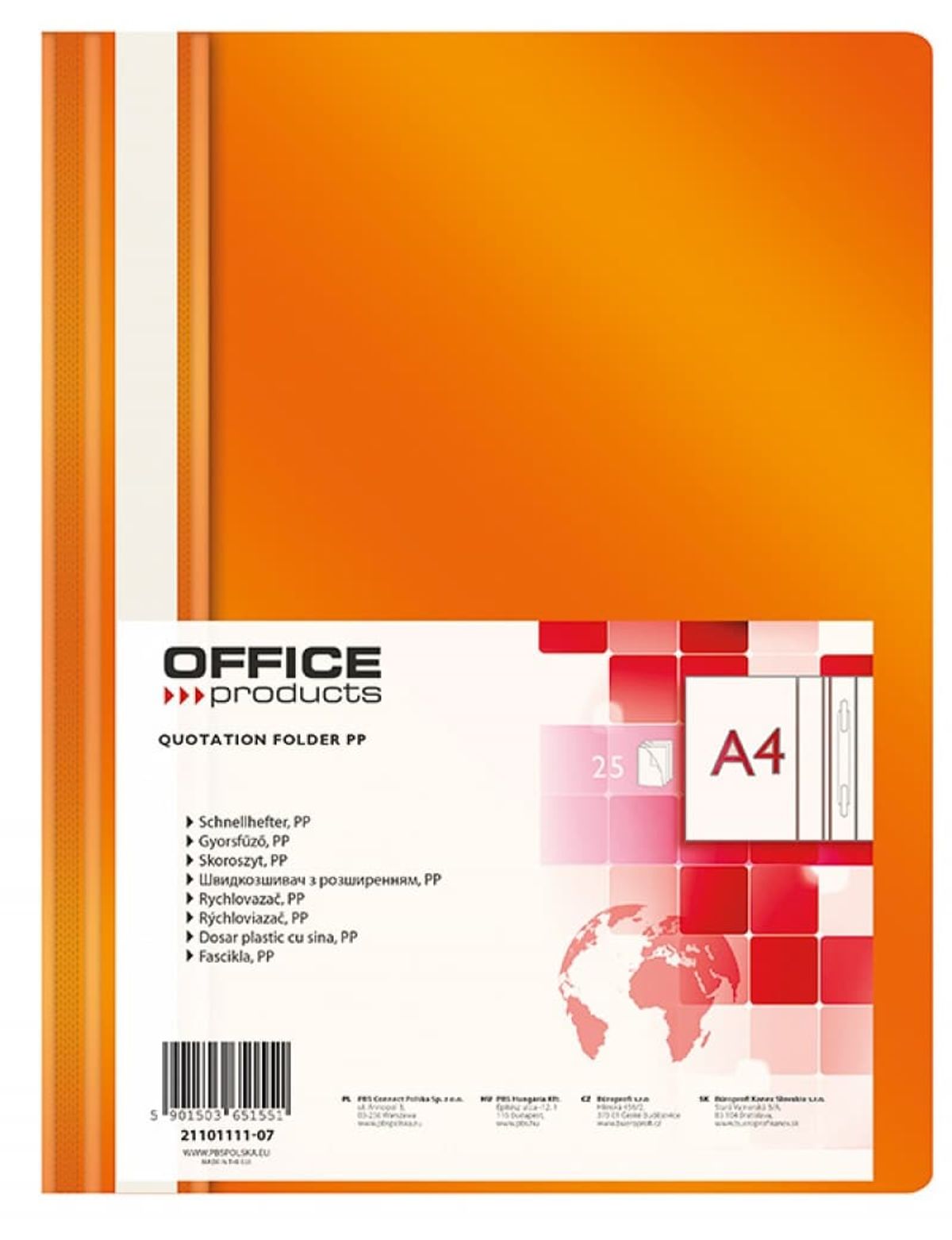 Report File A4 Orange Transparent Forside 25 stk.