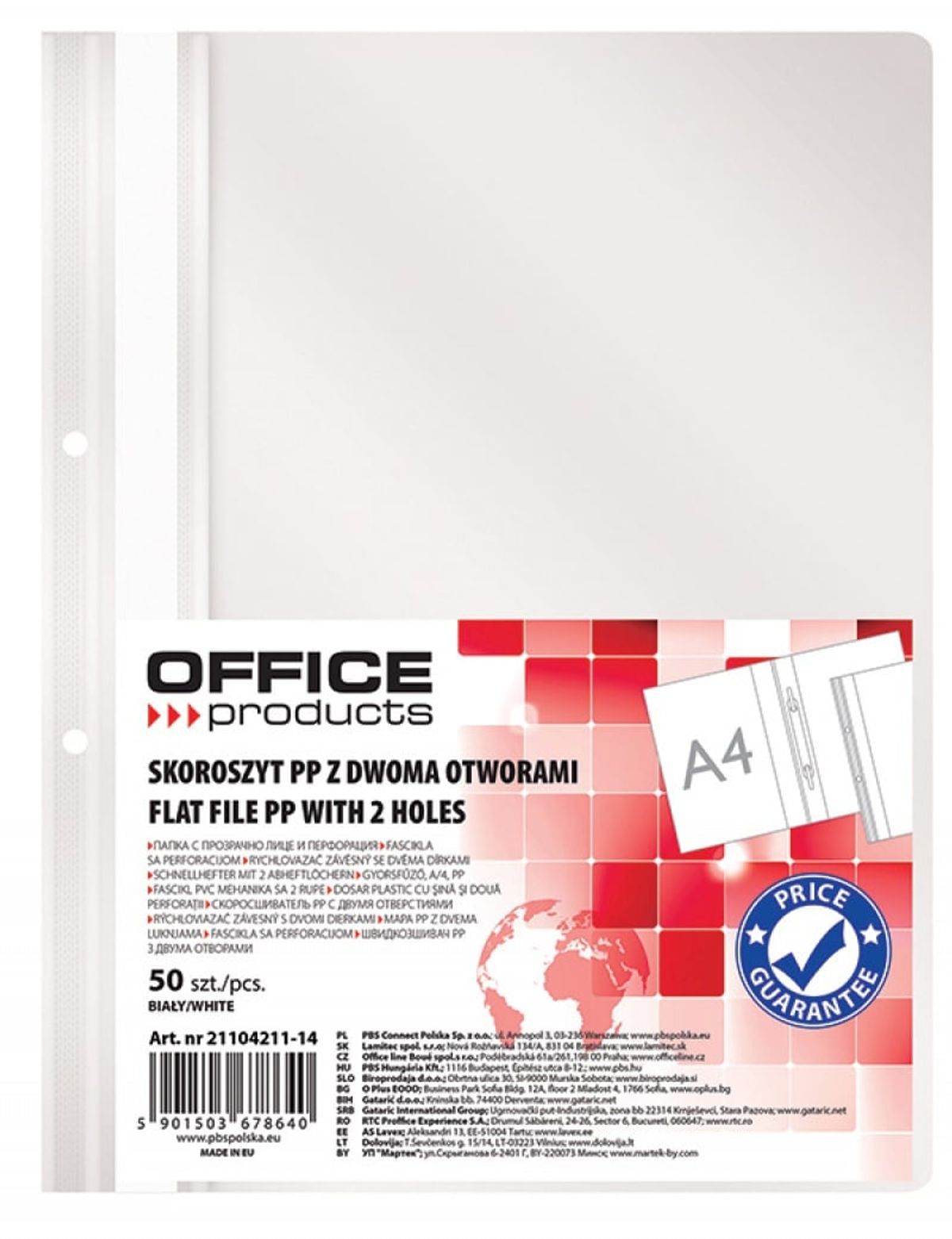 Reportmappe A4 Hvid Transparent Forside 50 stk.