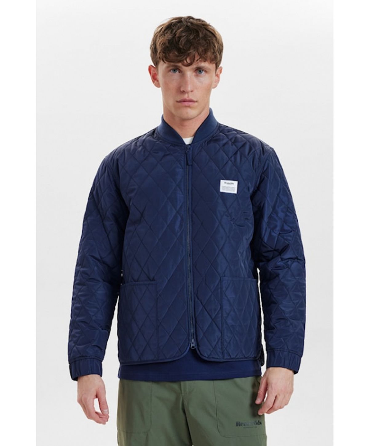 Resteröds quilted zip jakke i navy til herre