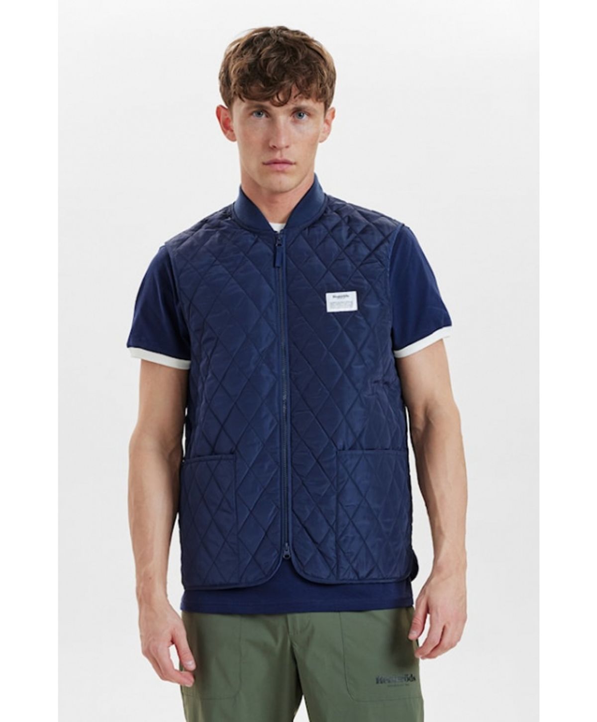 Resteröds quilted zip vest i navy til herre