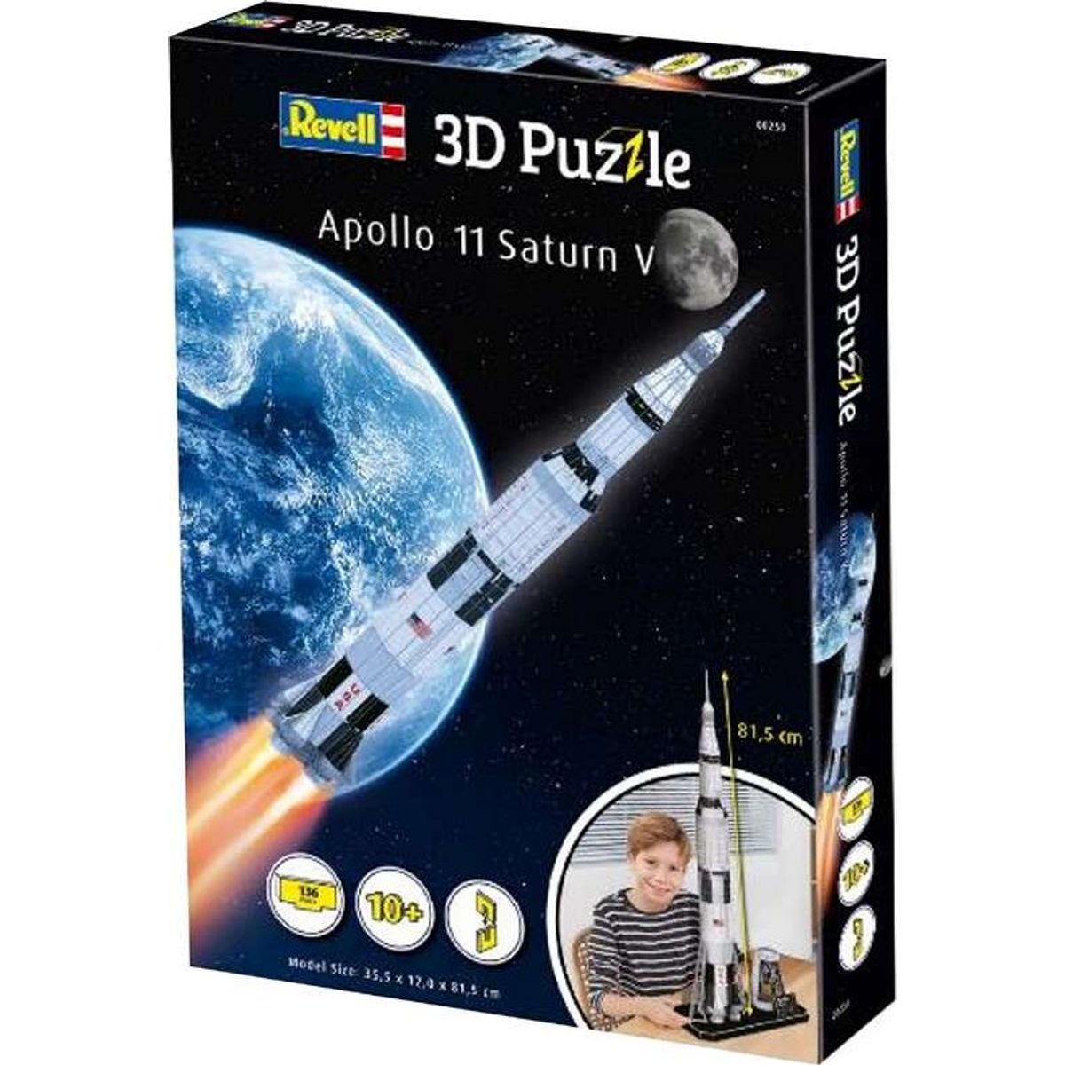 Revell 3d Puzzle - Apollo 11 Saturn V - 136 Brikker - 81,5 Cm