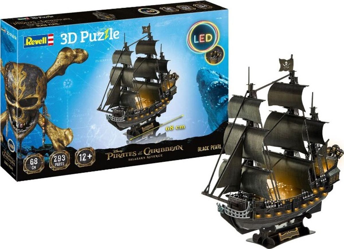 Revell 3d Puzzle - Black Pearl Med Led - 293 Brikker - 68 Cm