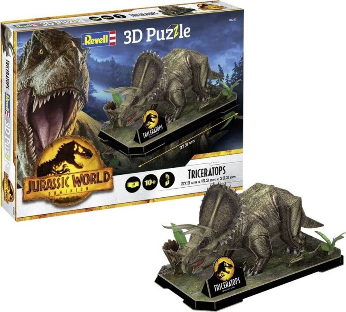 Revell 3d Puzzle - Jurassic World - Triceratops - 44 Brikker - 37 Cm