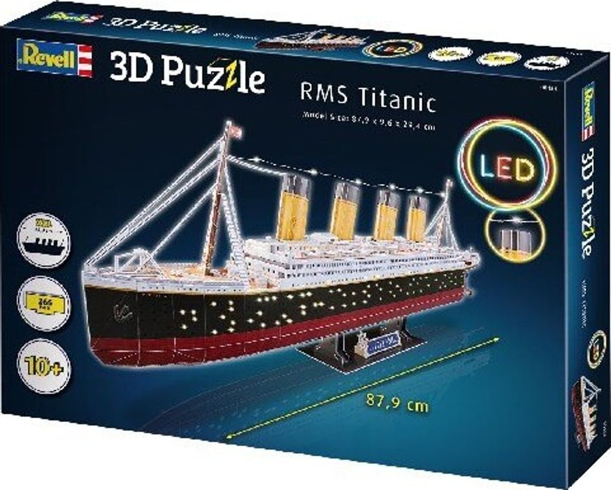 Revell 3d Puzzle - Rms Titanic Med Led - 266 Brikker - 87 Cm