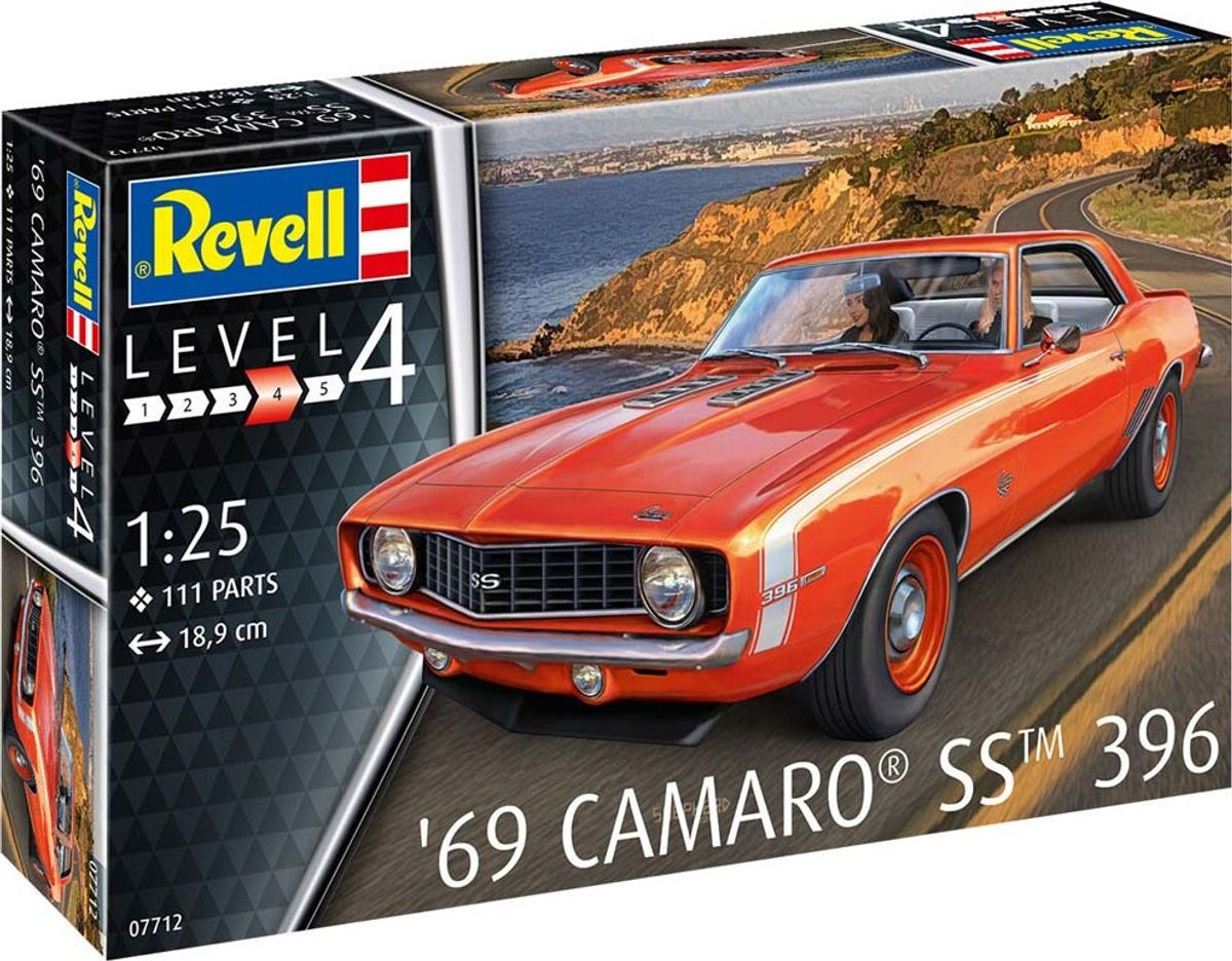 Revell - '69 Camaro Ss Bil Byggesæt - 1:25 - Level 4 - 07712