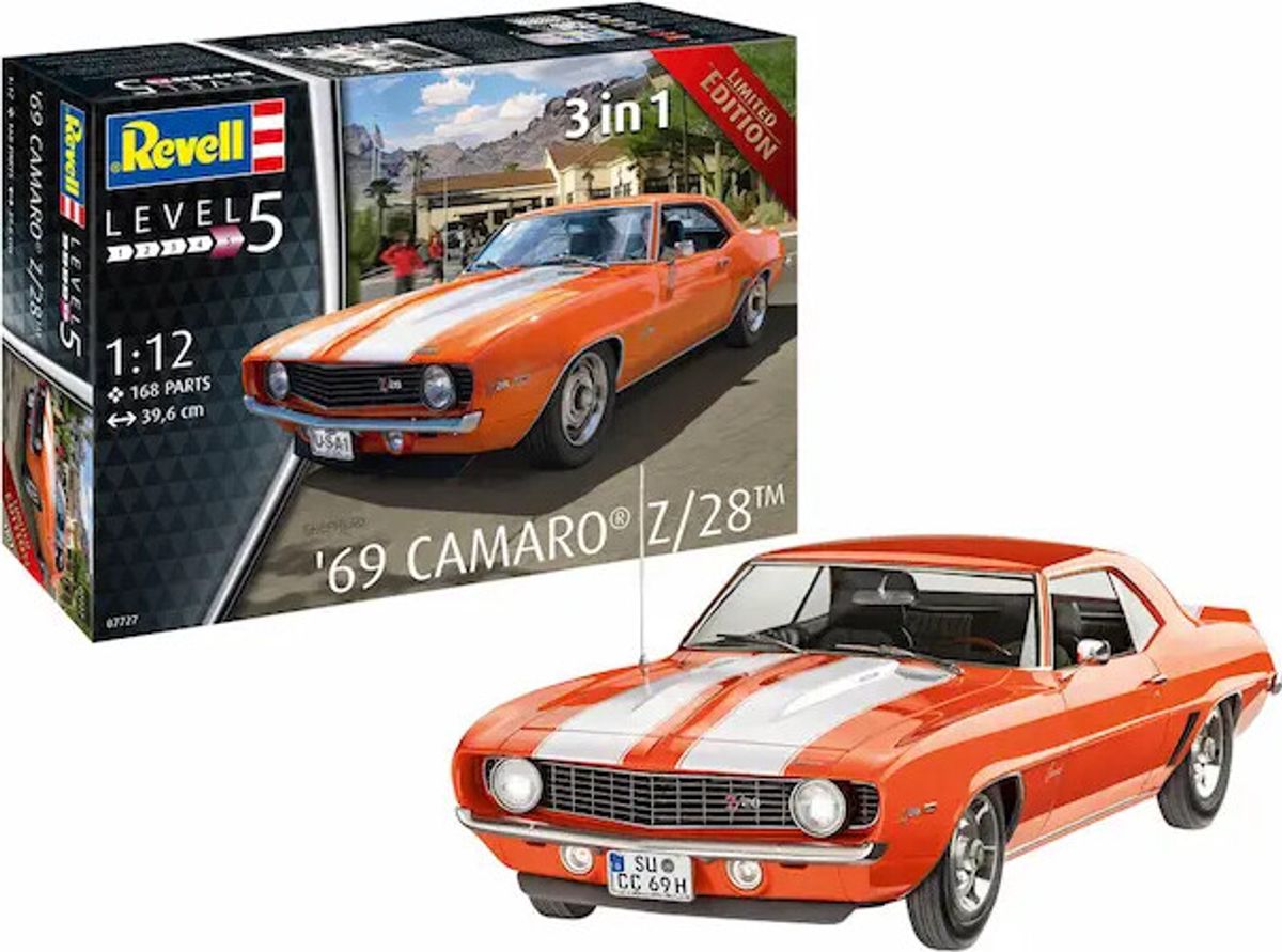 Revell - 69 Camaro Z28 Bil Byggesæt - 1:12 - Level 5 - 07727