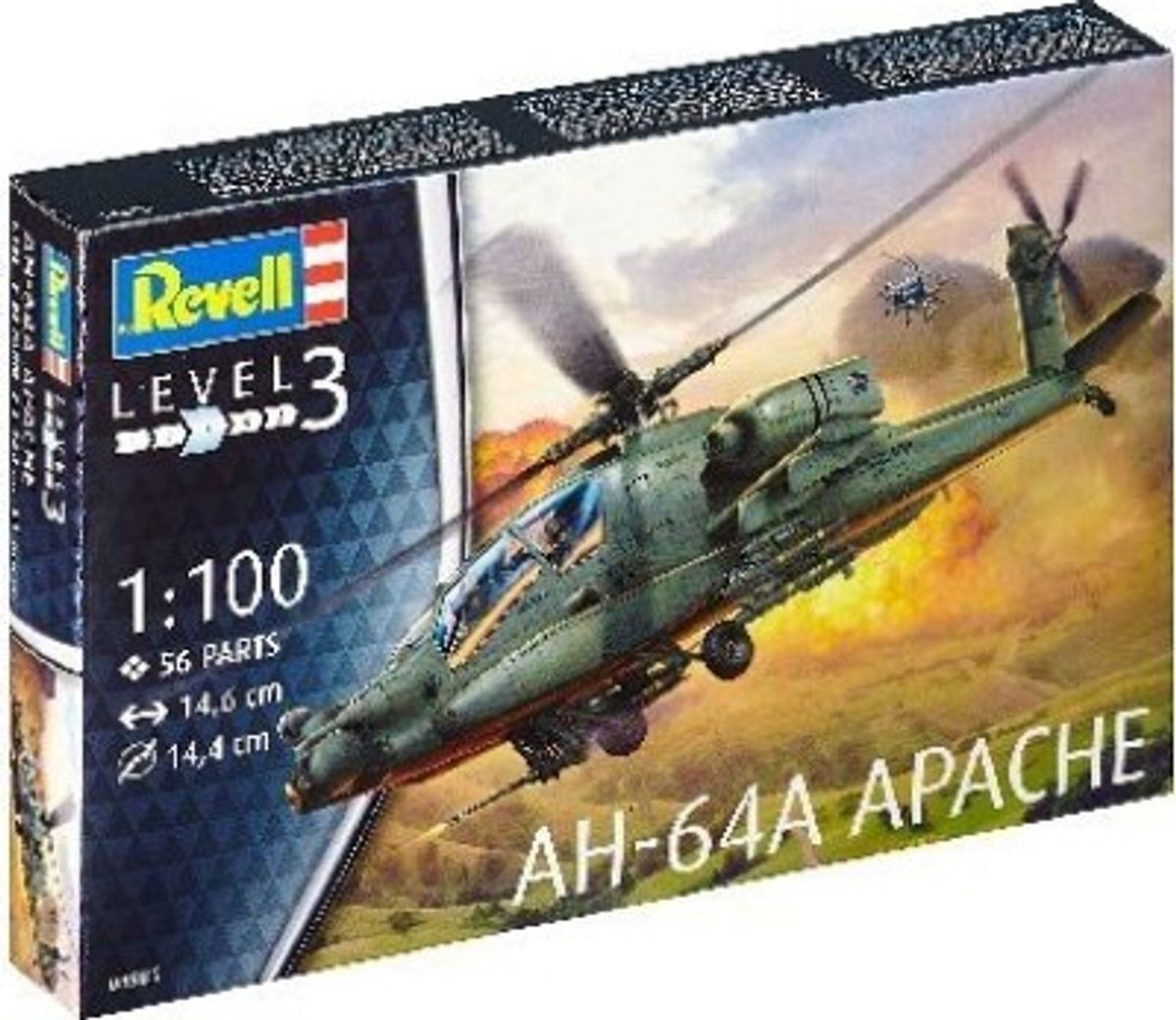 Revell - Ah-64a Apache Byggesæt - 1:100 - Level 3 - 04985