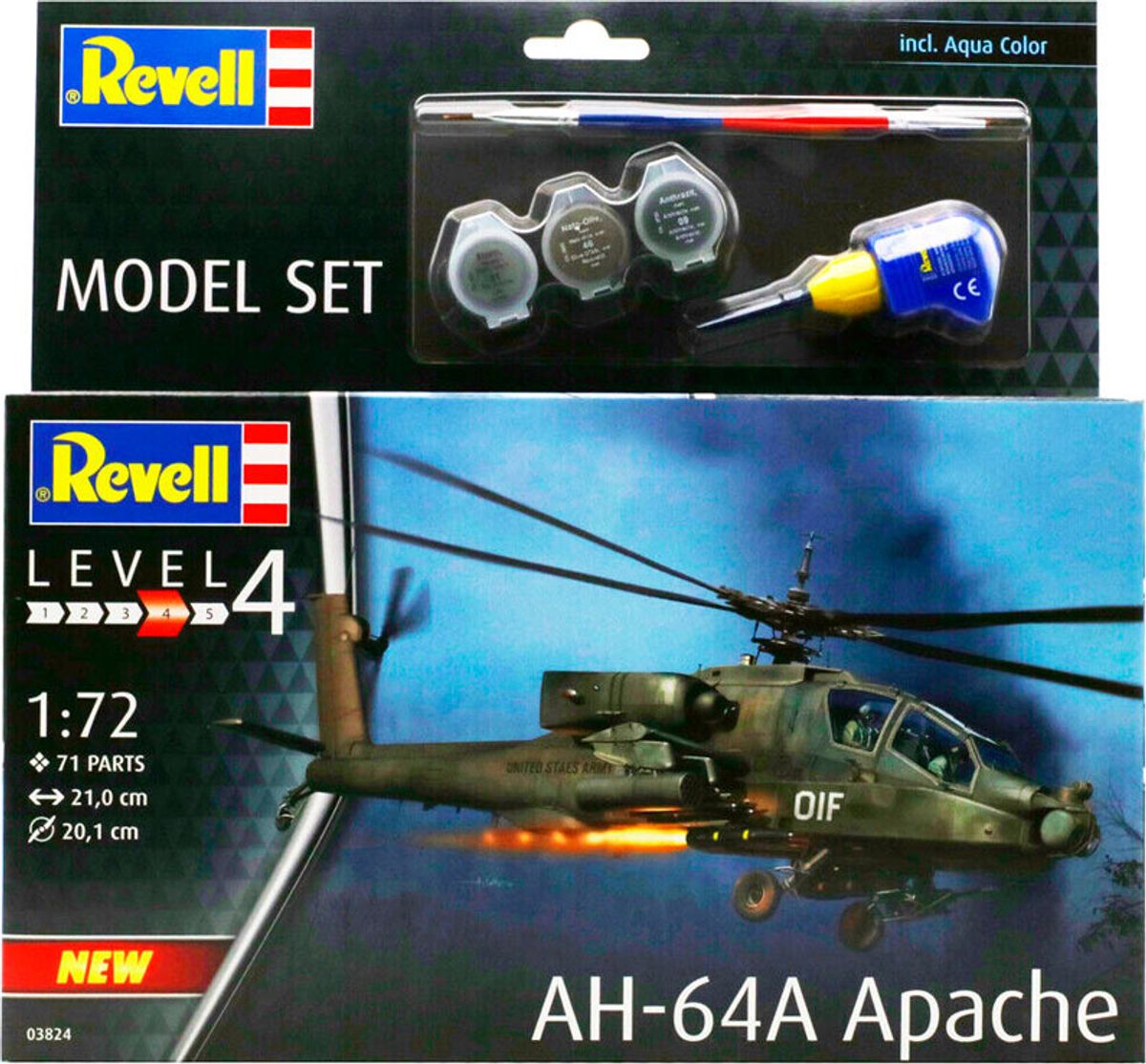 Revell - Ah-64a Apache Male Byggesæt Model Helikopter - 63824