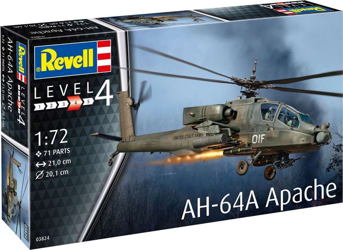 Revell - Ah-64a Apache Modelfly Byggesæt - 1:72 - Level 4 - 03824