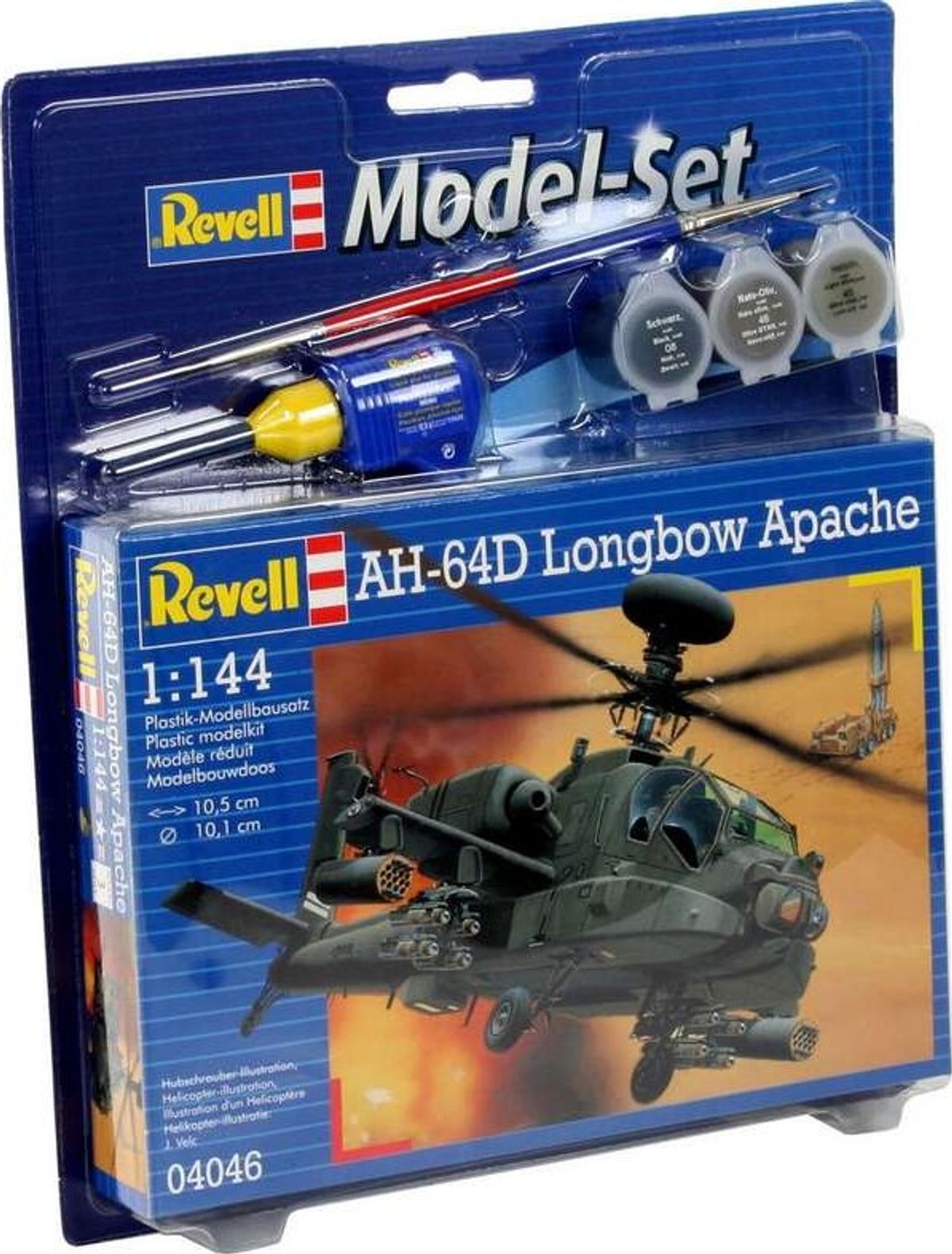 Revell - Ah-64d Longbow Apache Helikopter Byggesæt Inkl. Maling - 1:144 - 04046