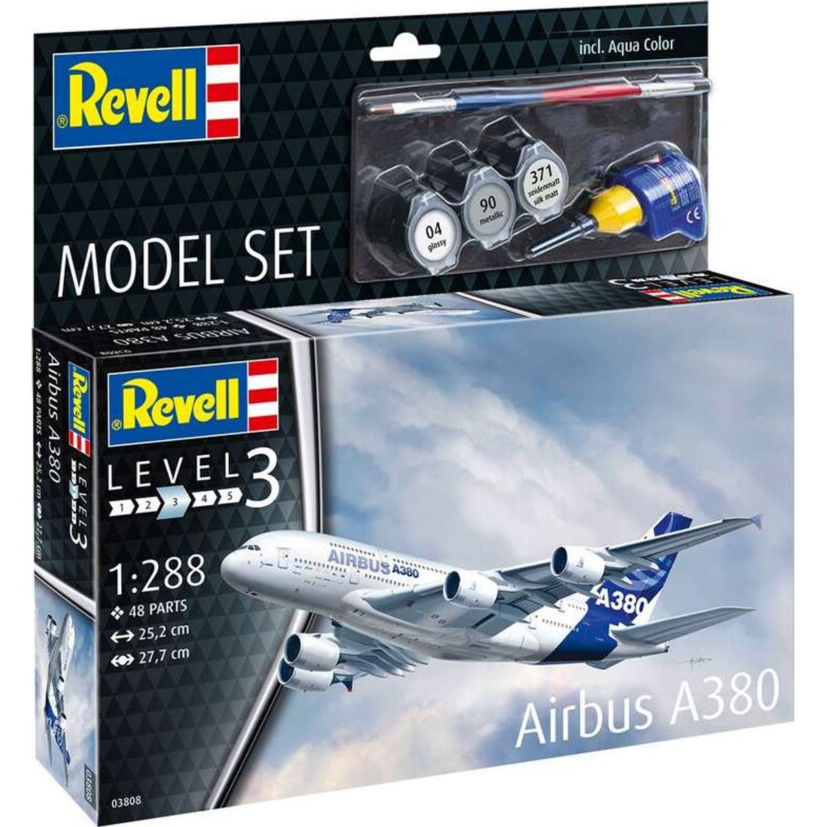 Revell - Airbus A380 Modelfly Byggesæt - 1:288 - Level 3 - 63808