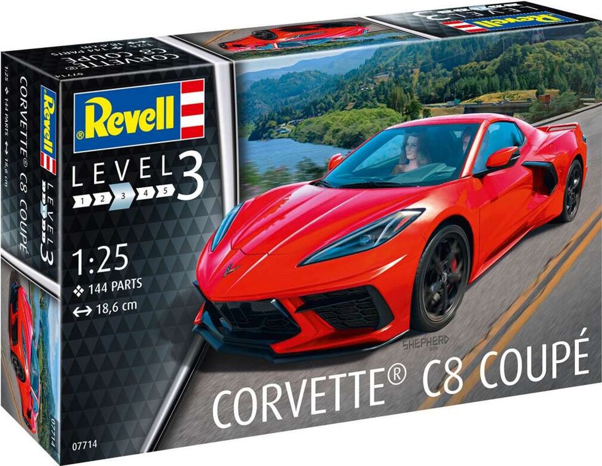 Revell - Corvette C8 Coupé Bil Byggesæt - 1:24 - Level 3 - 07714