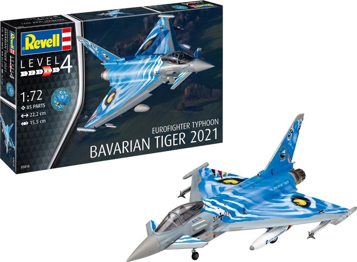 Revell - Eurofighter Typhoon Bavarian Tiger Modelfly Byggesæt - 1:72 - Level 4 - 03818