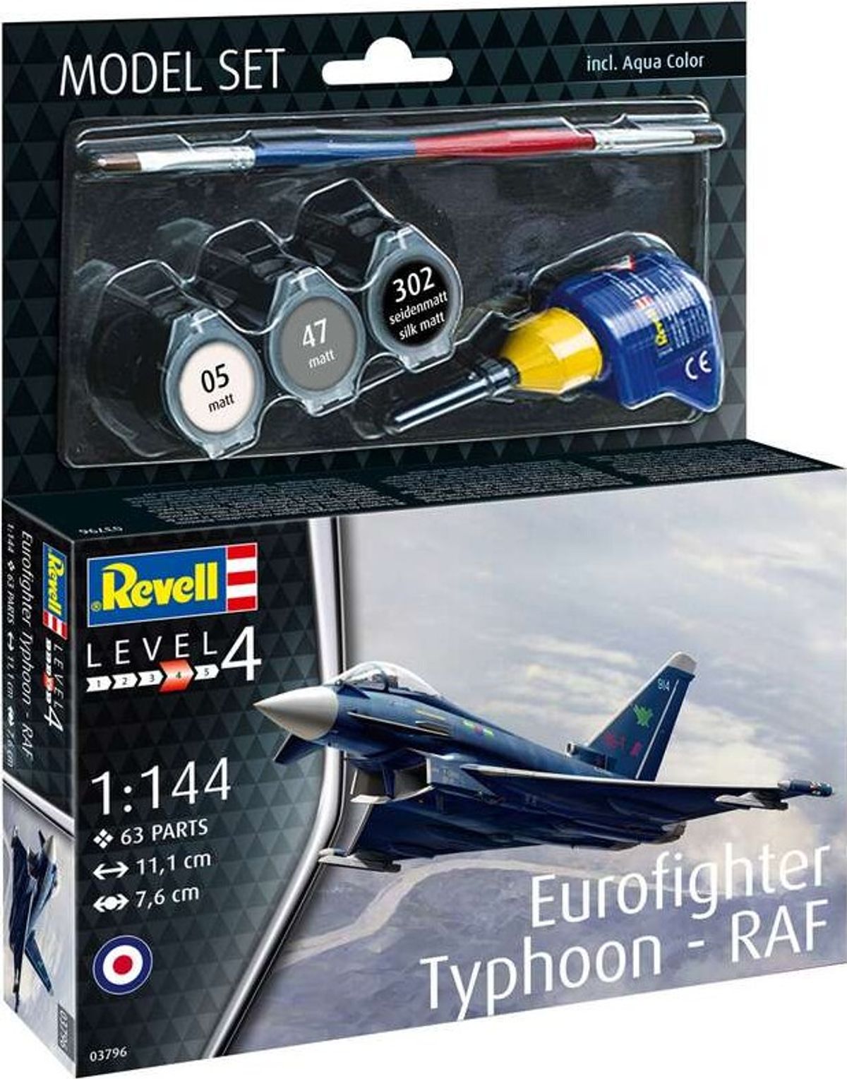 Revell - Eurofighter Typhoon Raf Modelfly - 1:144 - Level 4 - 63796