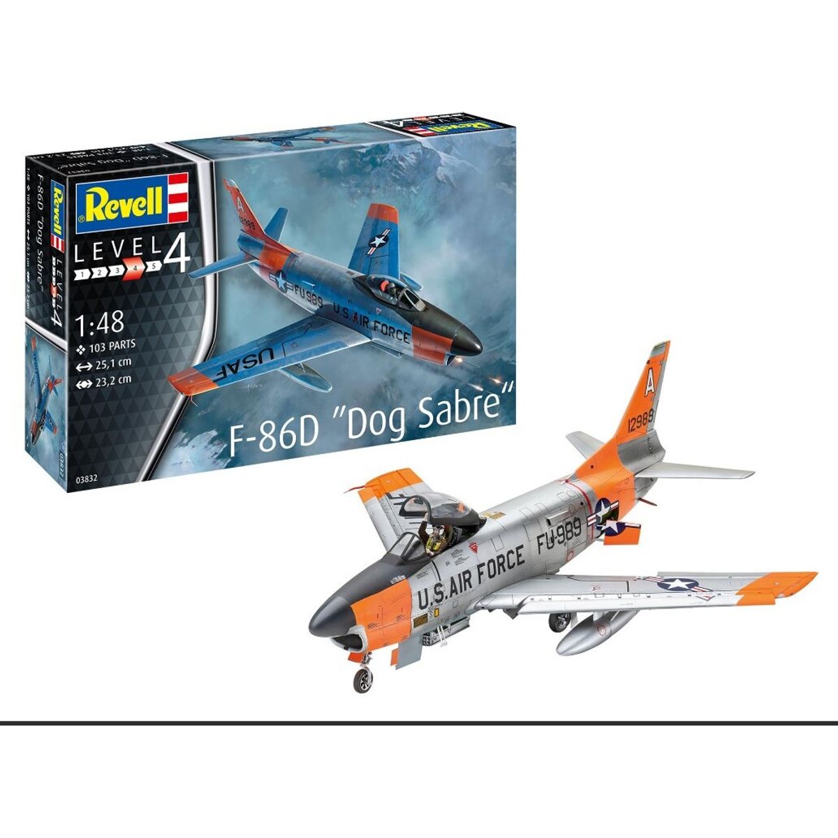 Revell - F-86d Dog Sabre Modelfly Byggesæt - 1:48 - Level 4 - 03832