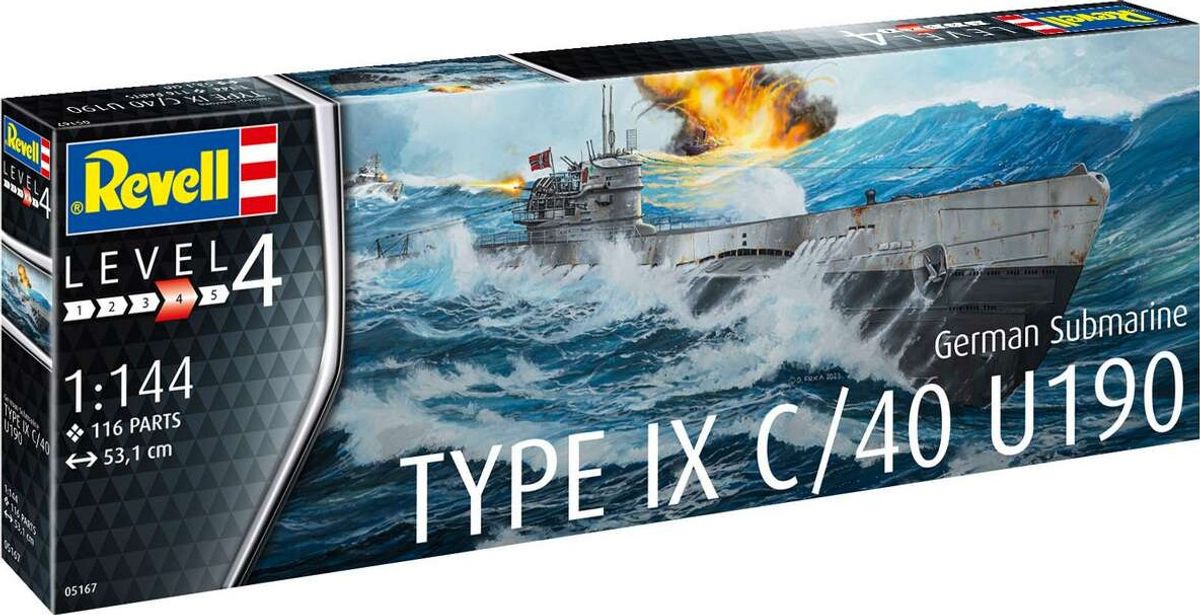 Revell - German Submarine Type Ix C/40 U190 - 1:144 - Level 4 - 05167