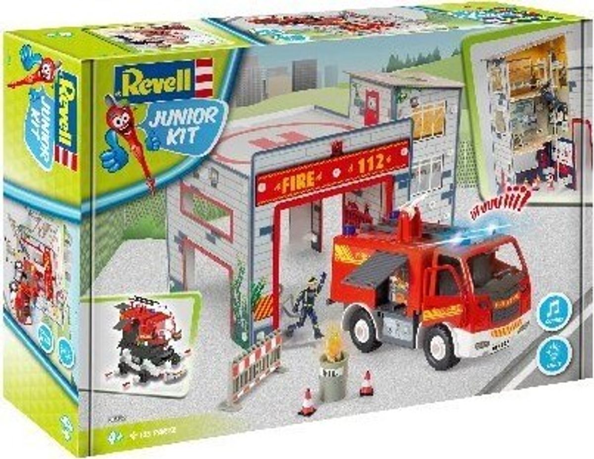 Revell Junior Kit - Brandstation Med Brandbil - 1:20 - 125 Dele