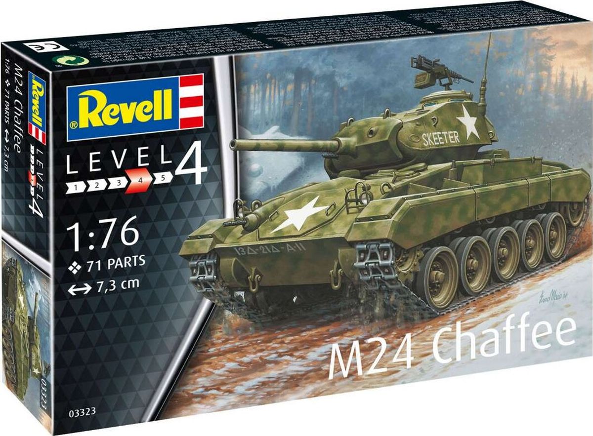 Revell - M24 Chaffee Tank Byggesæt - 1:76 - Level 4 - 03323