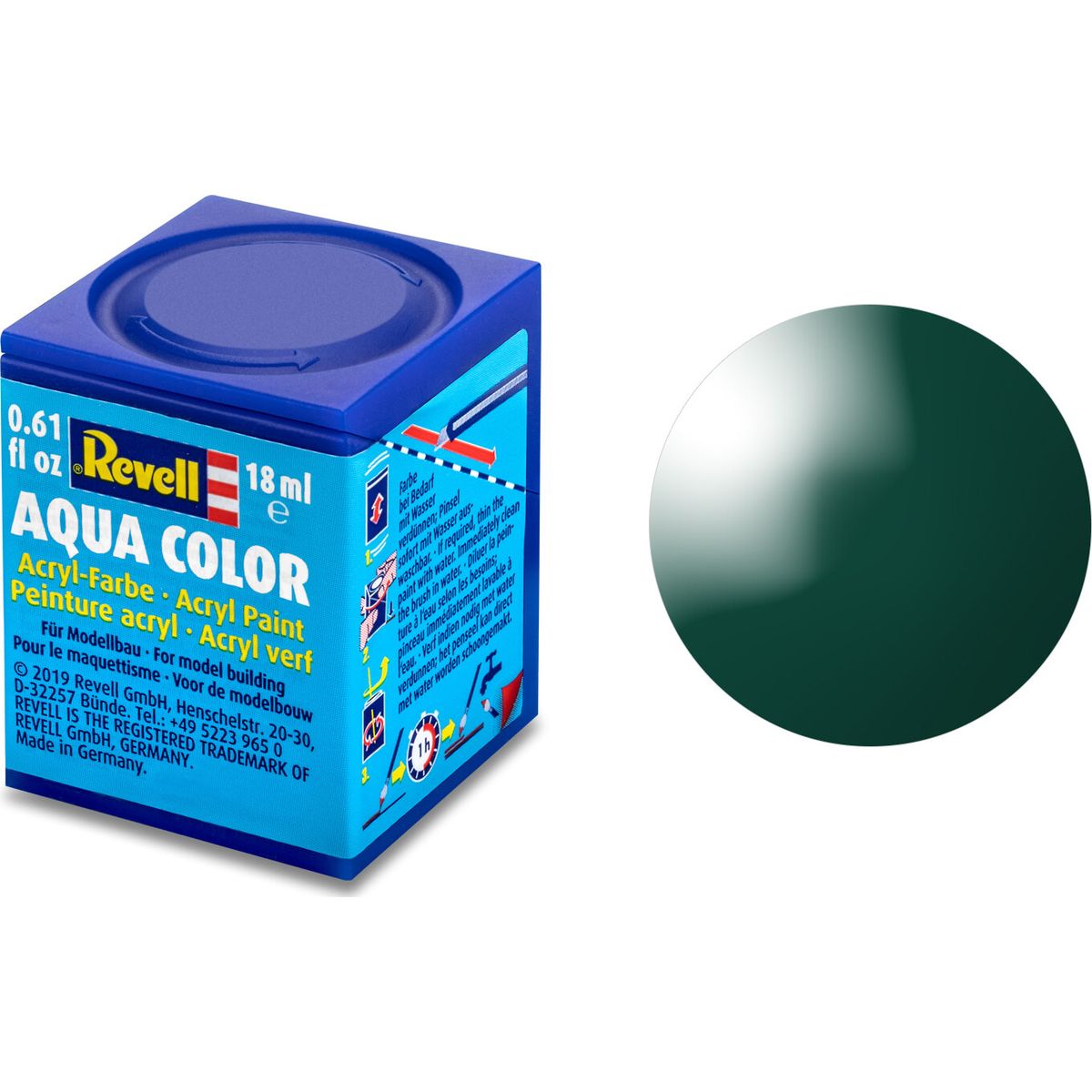 Revell - Maling - Aqua Color Gloss Sea Moss Green - Ral 6005 - 18 Ml - 36162