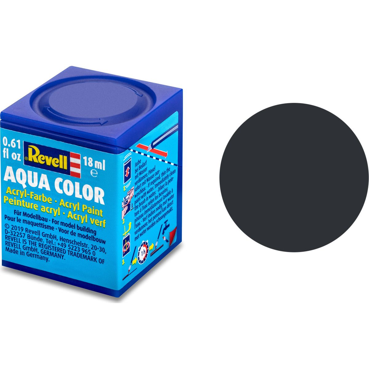 Revell - Maling - Aqua Color Matt Anthracite Grey - Ral 7021 - 18 Ml - 36109