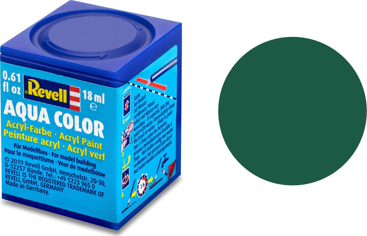 Revell - Maling - Aqua Color Matt Dark Green Acrylic - 18 Ml - 36139