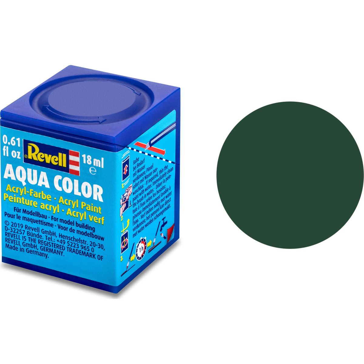 Revell - Maling - Aqua Color Matt Raf Dark Green Acrylic - 18 Ml - 36168