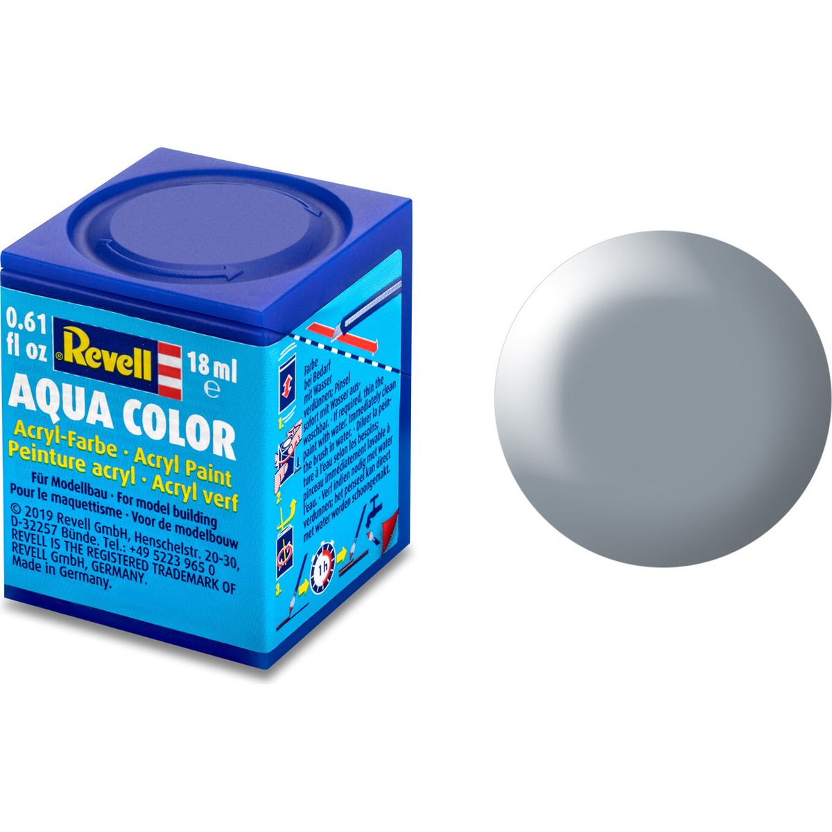 Revell - Maling - Aqua Color Silk Grey Acrylic - Ral 7001 - 18 Ml - 36374