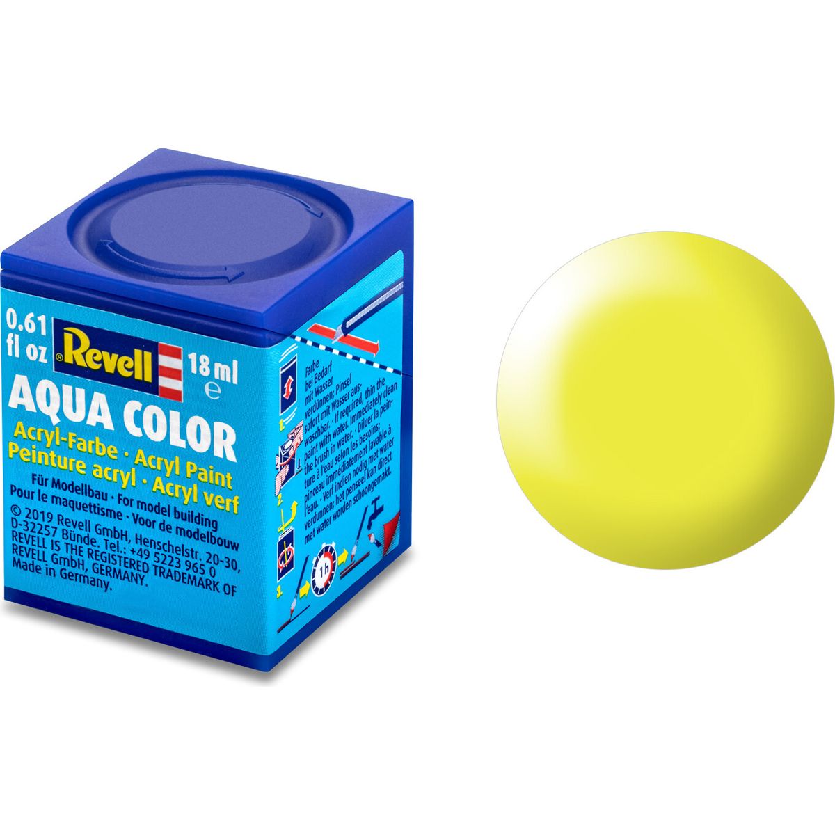 Revell - Maling - Aqua Color Silk Lum. Yellow - Ral 1026 - 18 Ml - 36312 - Revell