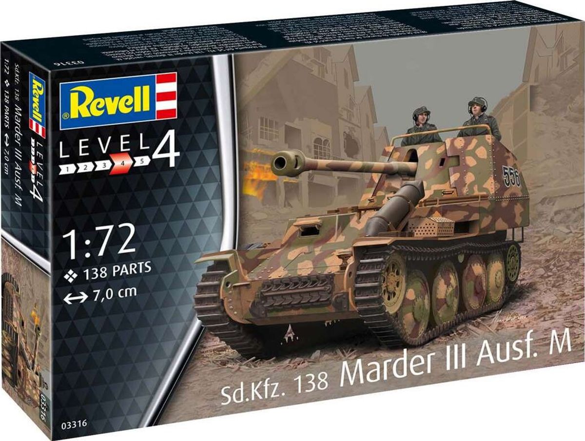 Revell - Marder Iii Tank Byggesæt - 1:72 - Level 4 - 03316