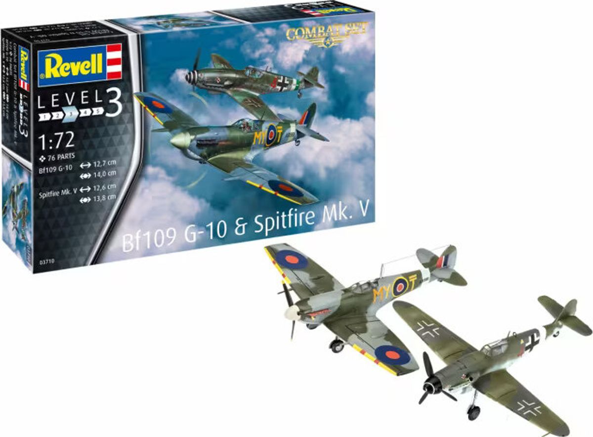 Revell - Messerschmitt Bf 109 G-10 + Supermarine Spitfire Mk.v - 1:72 - Level 3 - 63710