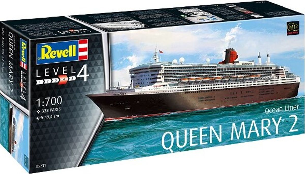 Revell - Queen Mary 2 Model Skib Byggesæt - 1:700 - Level 4 - 05231