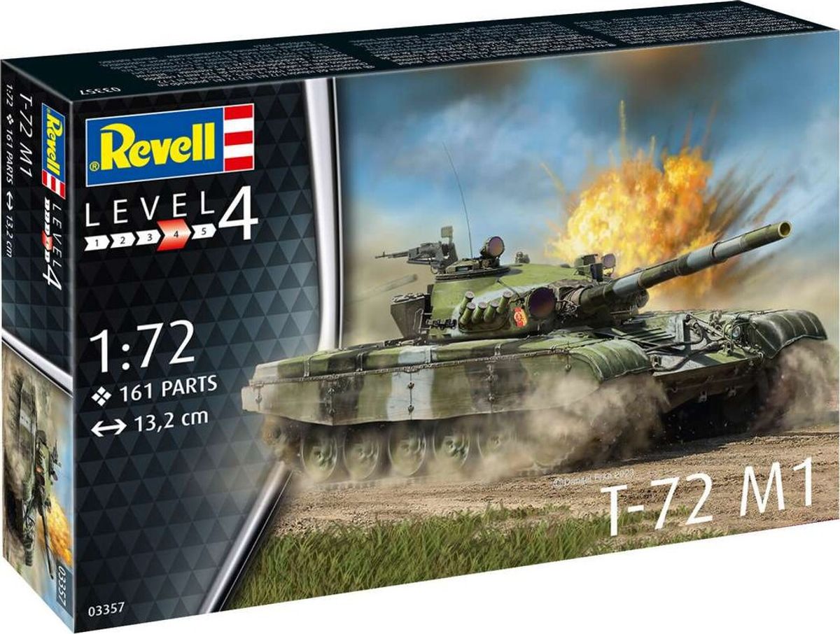 Revell - T-72 M1 Modeltank Byggesæt - 1:72 - Level 4 - 03357