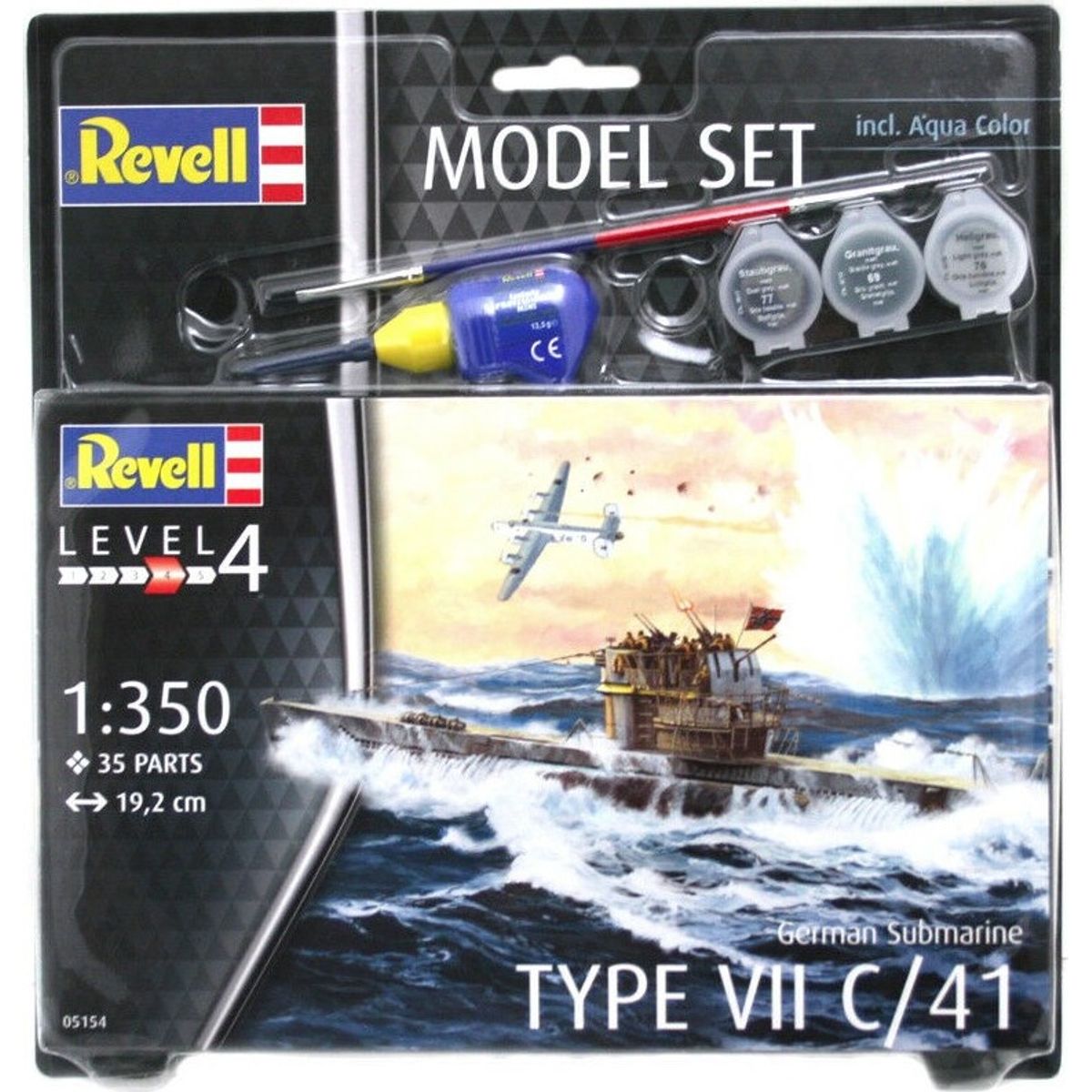 Revell - Type Vii C/41 Model Skib Byggesæt Inkl. Maling - 1:350 - Level 4 - 65154