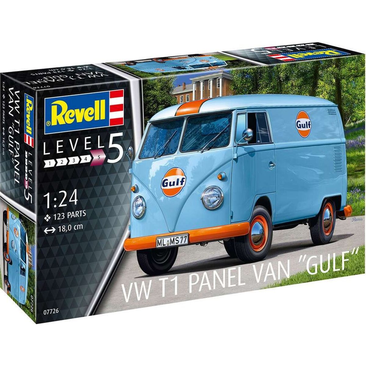 Revell - Vw T1 Panel Van Gulf Modelbil - 1:24 - Level 5 - 07726