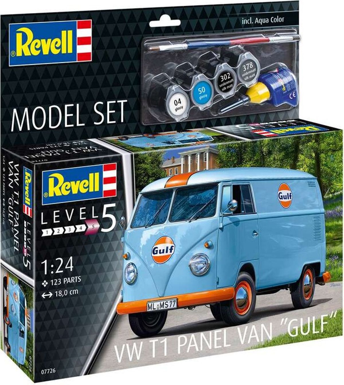 Revell - Vw T1 Panel Van Gulf Modelbil - 1:24 - Level 5 - 67726