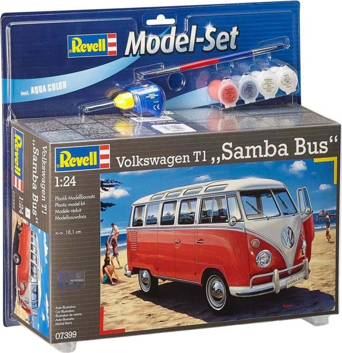 Revell - Vw T1 Samba Bus Byggesæt Inkl. Maling - 1:24 - 67399